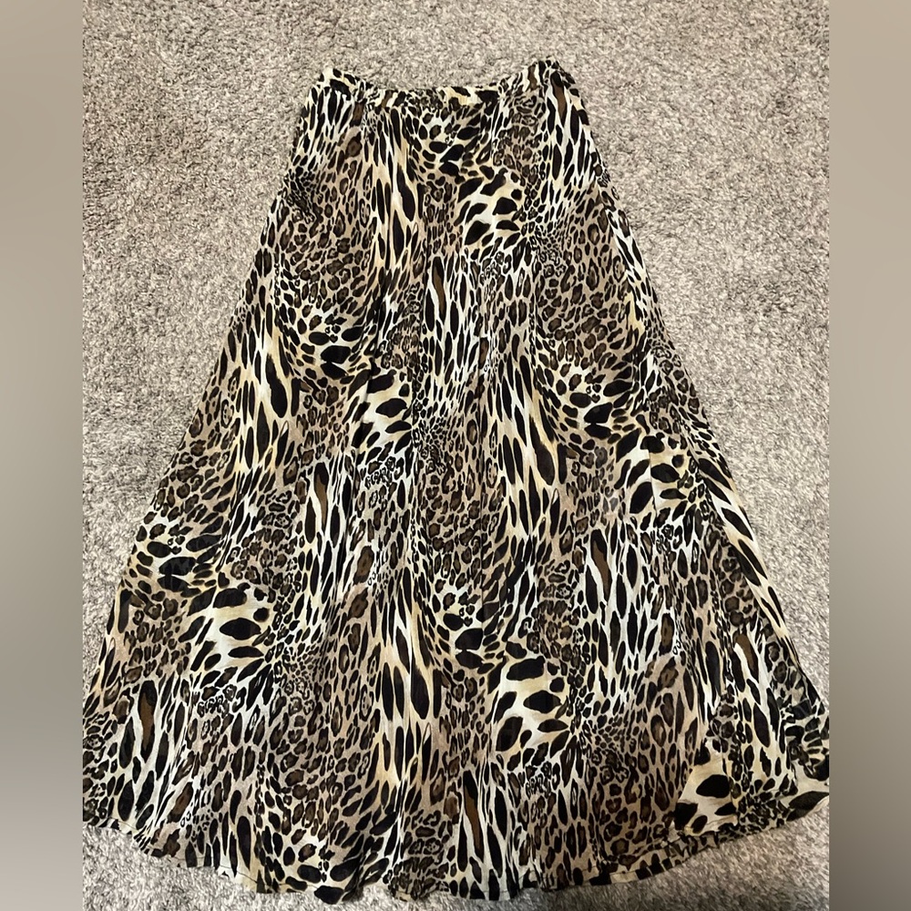 Reversible Floral and Animal Print Women's Maxi Skirt Flowy Small - Picture 2 of 7